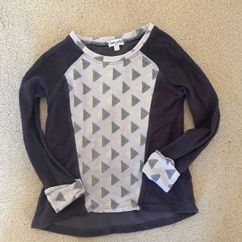 Splendid girl size 4/5 Navy/purple and Gray Long Sleeve sweater
